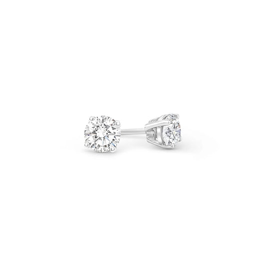 1.15ct 4-Claw Round Natural Diamond Studs Set in 18k White Gold