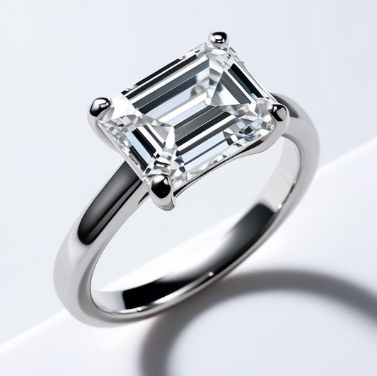 1.20ct Emerald East-to-West Solitaire Diamond Engagement Ring in 9k Gold - GIA Certified