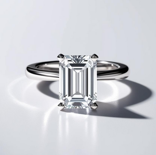 1.22ct Emerald Cut Natural Diamond Solitaire Engagement Ring Set in 9k Gold – GIA Certified