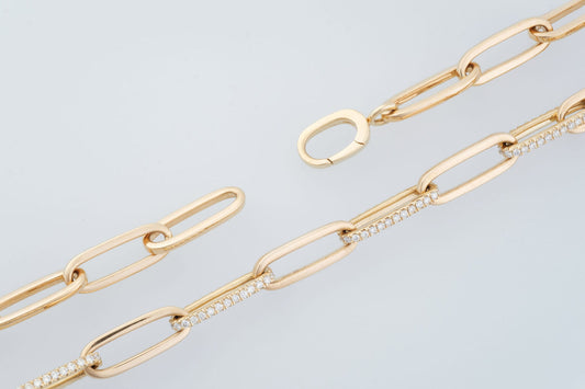 1.30ct Paperclip Natural Diamond Bracelet in 18k Yellow Gold - 20cm