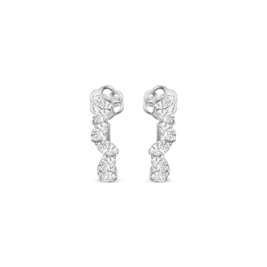 1.33ct Marquise Natural Diamond Hoop Earrings Set in 18k White Gold