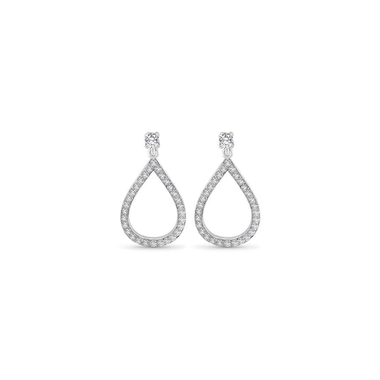 1.46ct Round Brilliant Diamond Teardrop Earrings in 18k White Gold