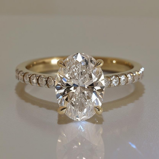 1.56ct Oval Natural or Lab-Grown Diamond Engagement Ring in 9k Gold