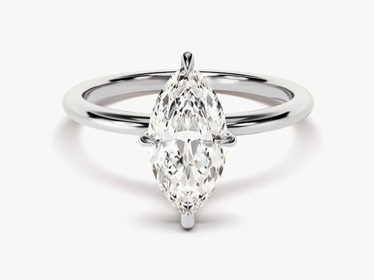 Classic Marquise Cut Moissanite 4-Claw Solitaire Ring - GRA Certified