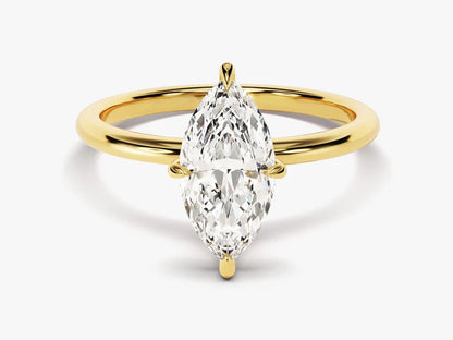 Classic Marquise Cut Moissanite 4-Claw Solitaire Ring - GRA Certified