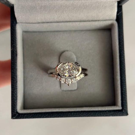1.72ct Oval Cut Lab-Grown Diamond Bezel Engagement Ring Set in 9k Gold – IGI Certified