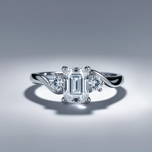 Emerald & Round Natural or Lab-Grown Diamond Twist Trilogy Engagement Ring
