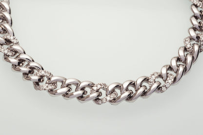 20cm Curb Natural Diamond Bracelet in 18k White Gold