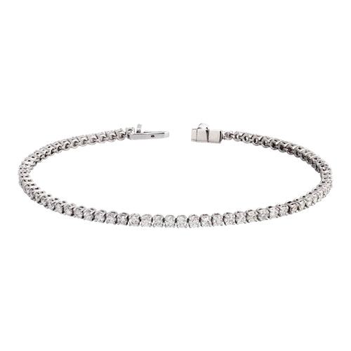 3.98ct Natural Diamond Tennis Bracelet in 18k White Gold