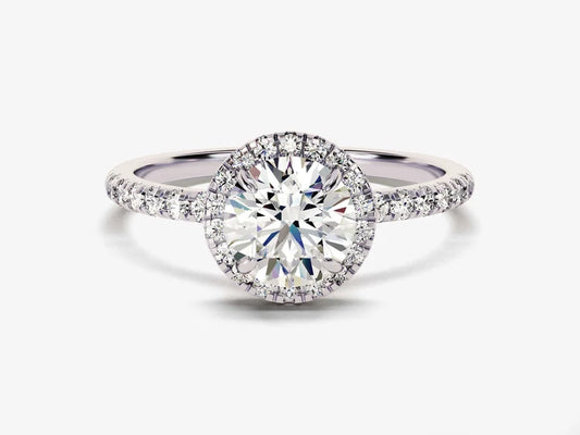 Round Halo Diamond Engagement Ring - GRA Certified