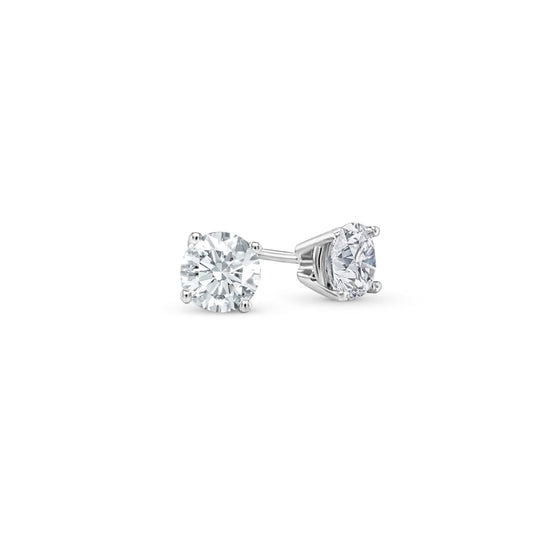 2.41ct 4-Claw Round Natural Diamond Studs Set in 18k White Gold