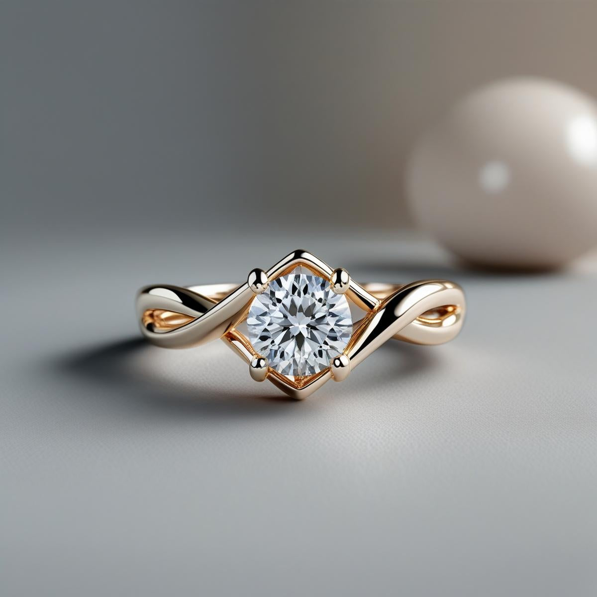Twist Round Brilliant Natural or Lab-Grown Diamond Solitaire Engagement Ring