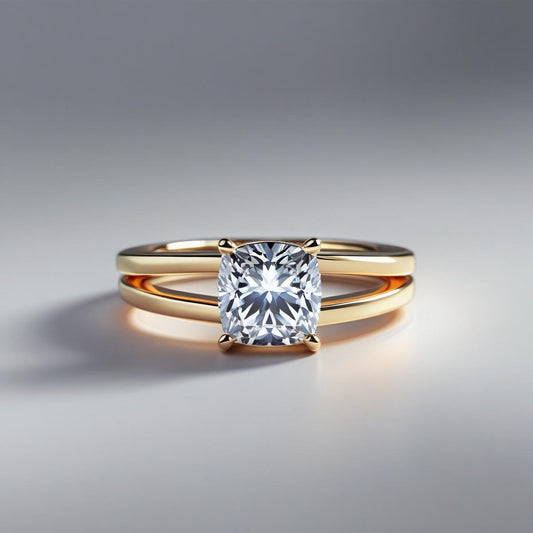 Cushion Cut Split Shank Natural or Lab-Grown Diamond Solitaire Engagement Ring
