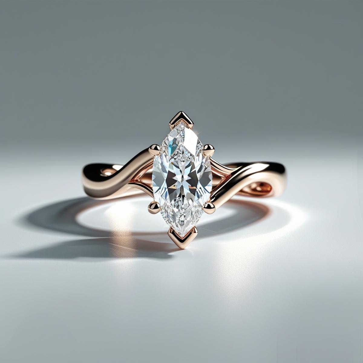 Marquise Cut Twist Natural or Lab-Grown Diamond Solitaire Engagement Ring