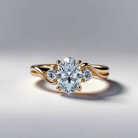 Oval & Round Natural or Lab-Grown Diamond Twist Trilogy Engagement Ring