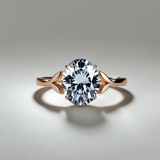 Oval Leaf Natural or Lab-Grown Diamond Solitaire Engagement Ring