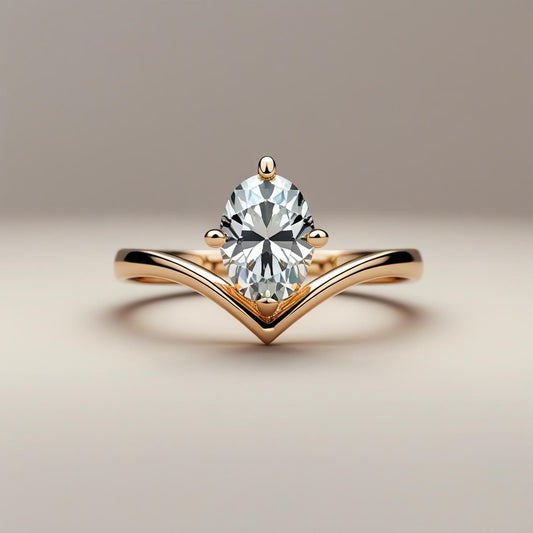 Oval V-Style Natural or Lab-Grown Diamond Solitaire Engagement Ring