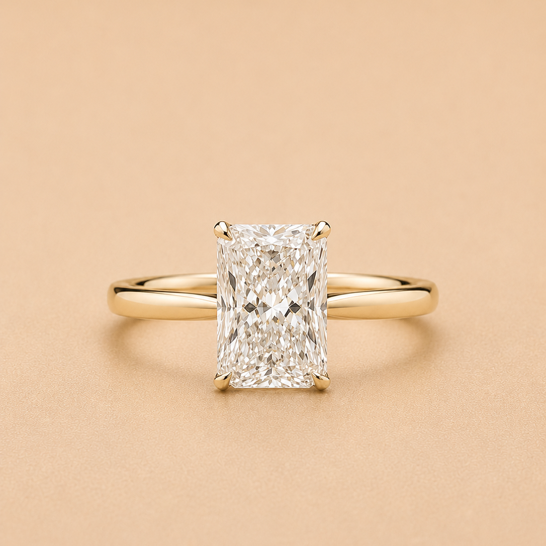 4-Claw Radiant Diamond Solitaire Ring