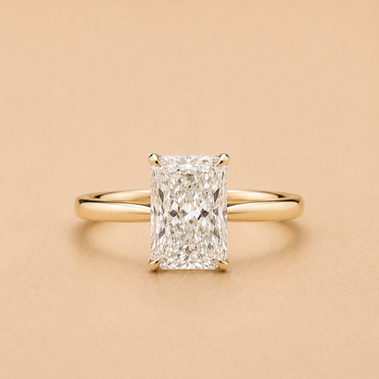 4-Claw Radiant Diamond Solitaire Ring