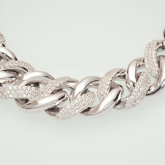 4.24ct Curb Natural Diamond Bracelet in 18k White Gold - 22cm