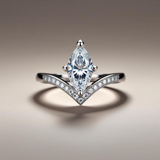 Marquise V-Shape Natural or Lab-Grown Diamond Accent Engagement Ring
