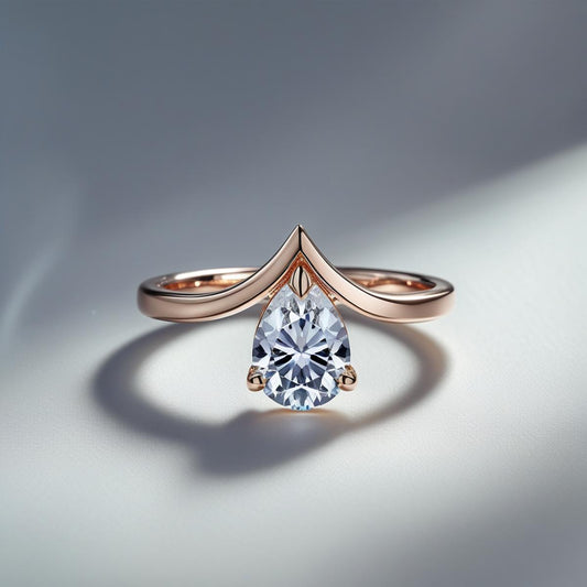 Pear V-Style Natural or Lab-Grown Diamond Solitaire Engagement Ring