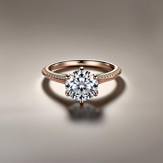 Round Brilliant Natural or Lab-Grown Diamond Knife-Edge Accent Engagement Ring