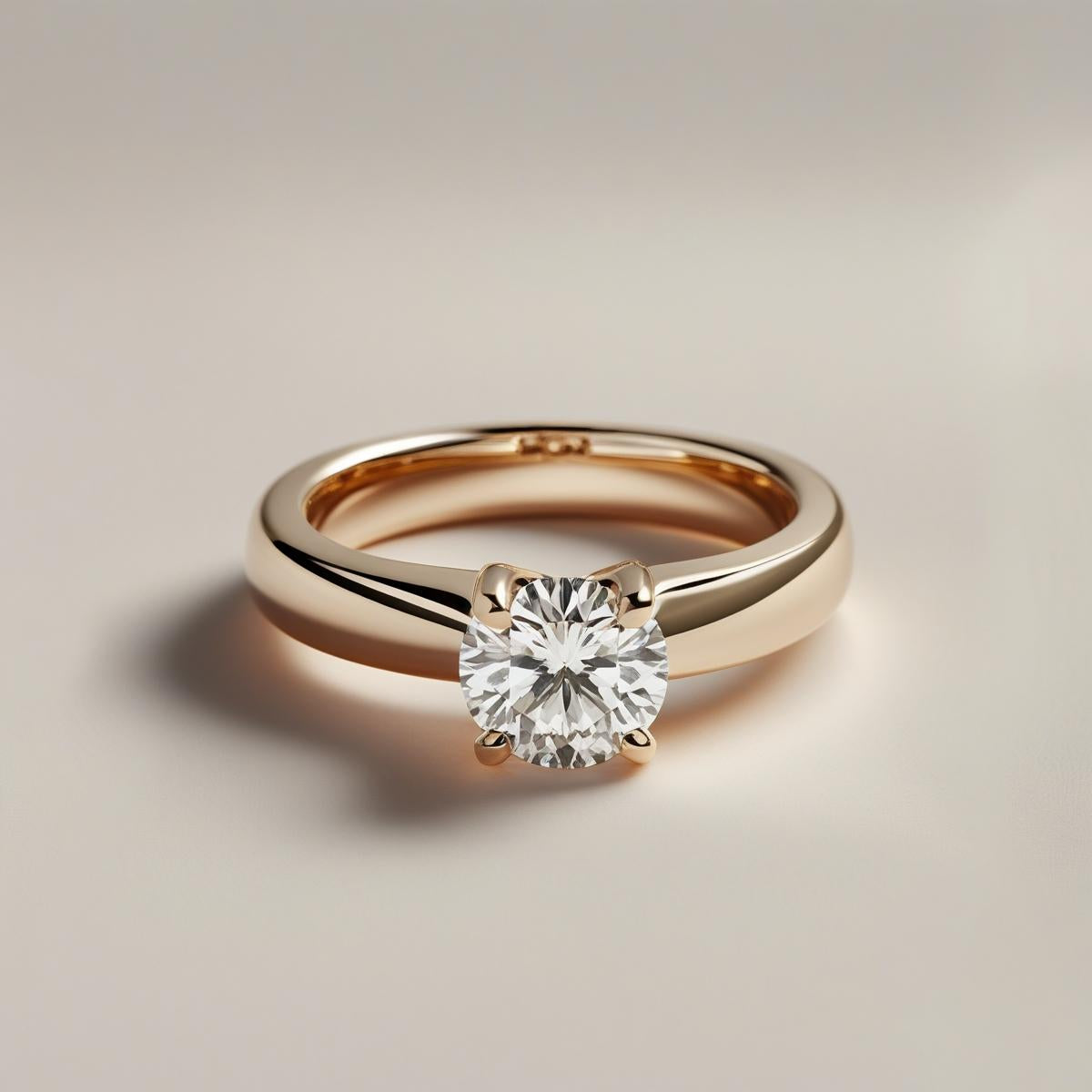 Wide Round Brilliant Natural or Lab-Grown Diamond Solitaire Engagement Ring