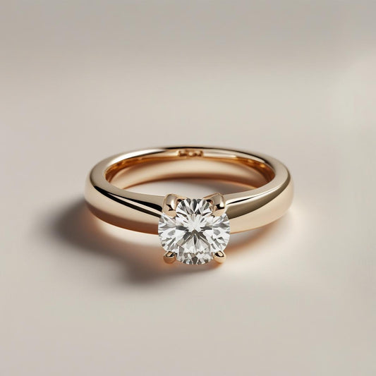 Wide Round Brilliant Natural or Lab-Grown Diamond Solitaire Engagement Ring