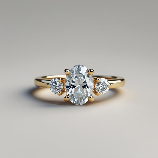 Oval & Round Natural or Lab-Grown Diamond Trilogy Engagement Ring