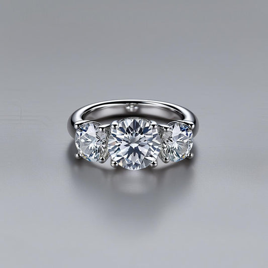 Round Natural or Lab-Grown Diamond Trilogy Engagement Ring