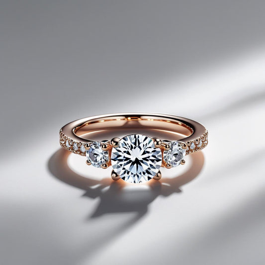 Round Natural or Lab-Grown Diamond Pavé Accent Trilogy Engagement Ring