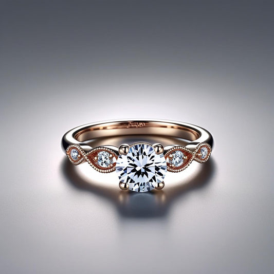Round Natural or Lab-Grown Diamond Vintage Style Accent Engagement Ring