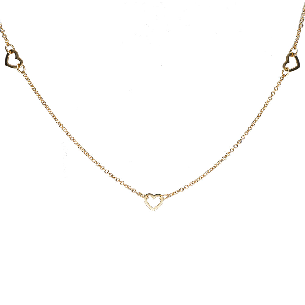 Anchor Gold Five Heart Necklace in 9k Gold