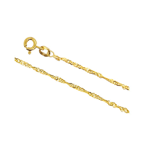 9k Yellow Gold Air Solid Singapore Bracelet - 1.6mm (19cm)