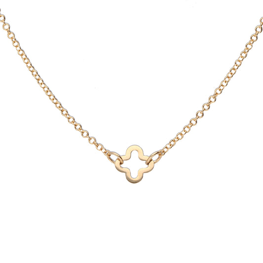 Anchor Clover Link Necklace in 9k Yellow Gold