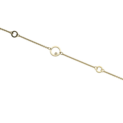 9k Gold Diamond Three-Circle Achor Chain Bracelet