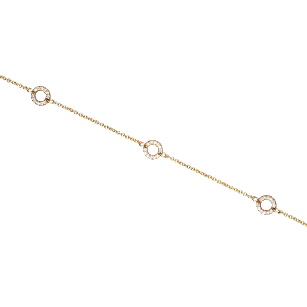 0.18ct Natural Diamond 3 Circle Bracelet in 9k Yellow Gold