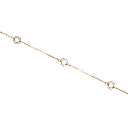 0.18ct Natural Diamond 3 Circle Bracelet in 9k Yellow Gold