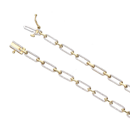 0.58ct Natural Diamond Paperclip Bracelet in 9k White or Yellow Gold