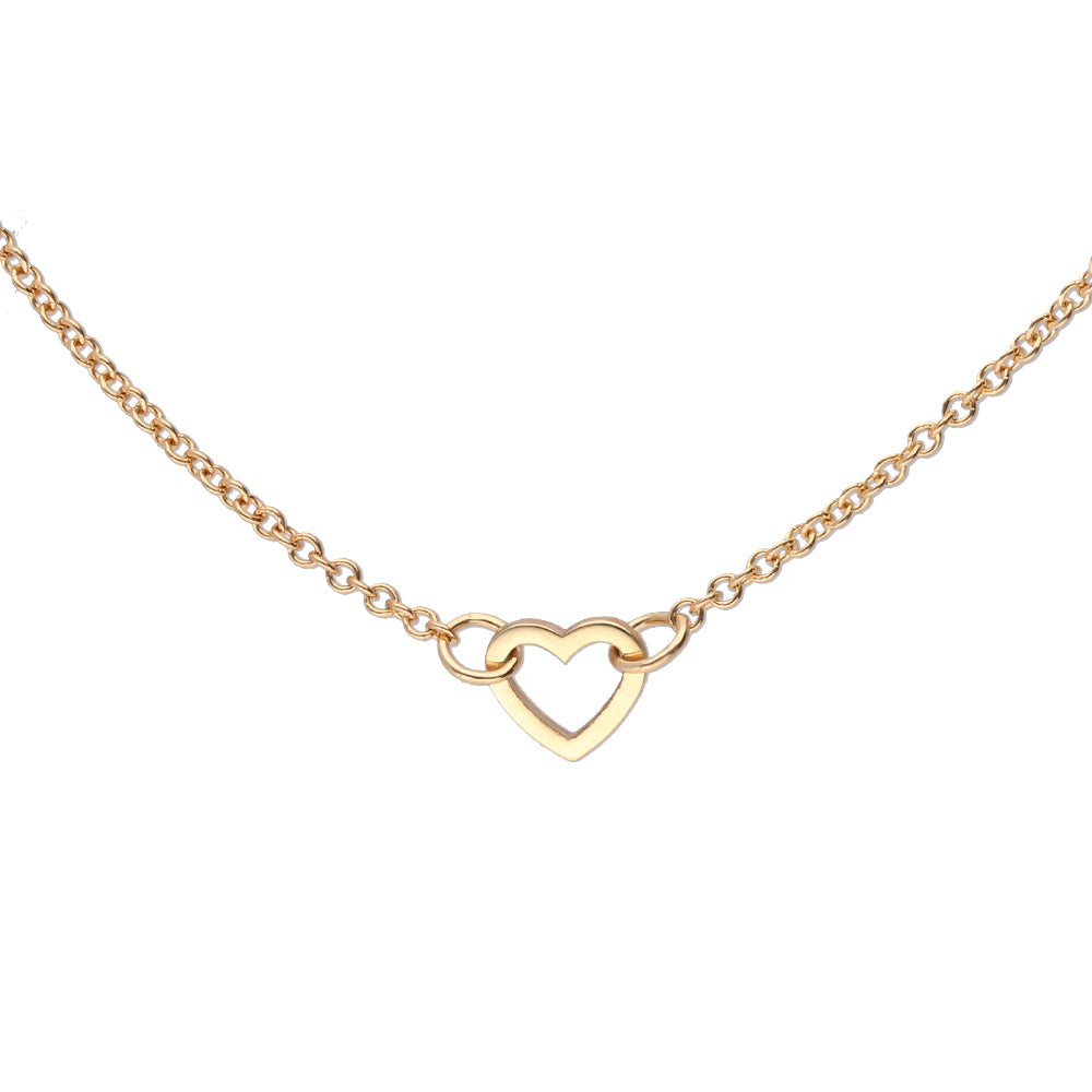 Anchor Heart Link Necklace in 9k Yellow Gold