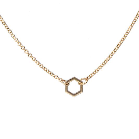 Anchor Hexagon Link Necklace in 9k Yellow Gold