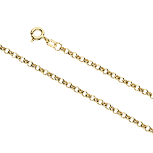 9k Yellow Gold Hollow Italian Rolo Link Bracelet - 2.6mm (19cm)