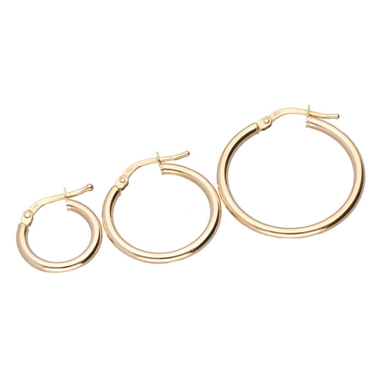 9k Yellow Gold Hoop Earrings Set of Three