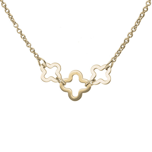 Anchor Multi-Clover Link Necklace in 9k Yellow Gold