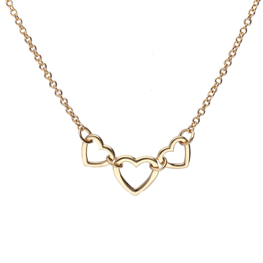 Anchor Multi-Heart Link Necklace in 9k Yellow Gold