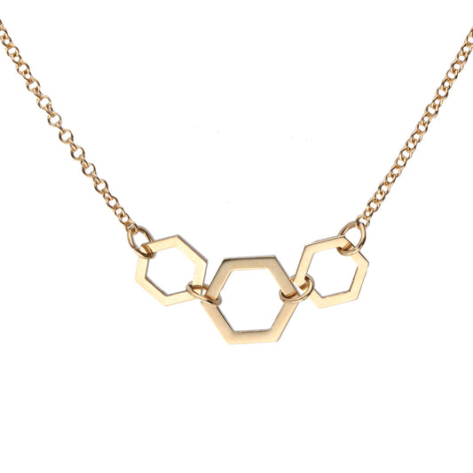 Anchor Multi-Hexagon Link Necklace in 9k Yellow Gold