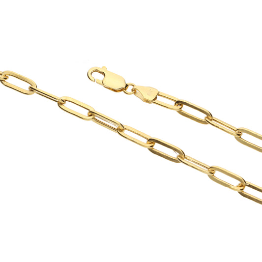 9k Yellow Gold Paperclip Bracelet - 4.5mm (19cm)