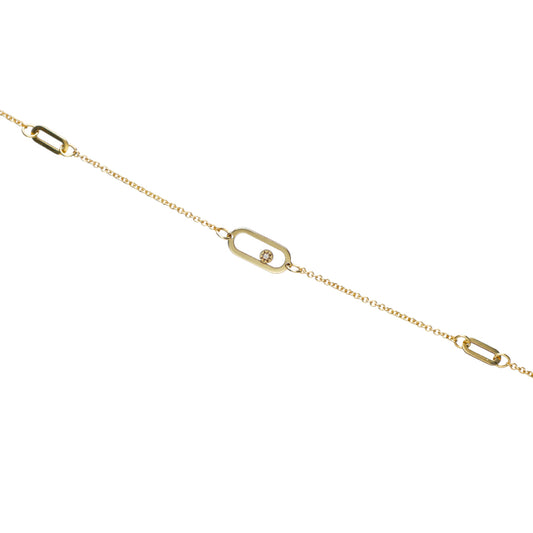 9k Gold Rolling Stone Diamond Oval Bracelet