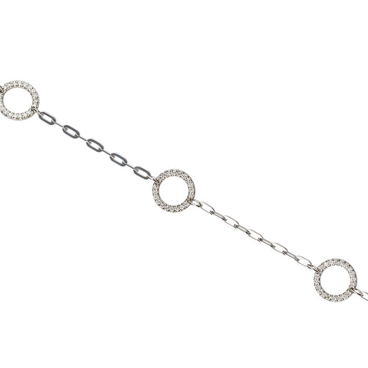 0.30ct Diamond Circle Paperclip Bracelet in 9k White Gold